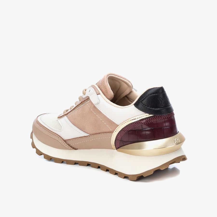  Giày Sneakers Nữ XTI Beige Textile Combined Ladies Shoes 