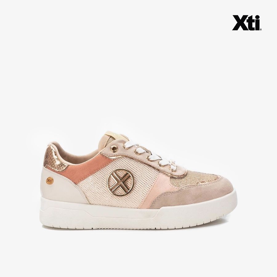  Giày Sneakers Nữ XTI Beige Pu Combined Ladies Shoes 