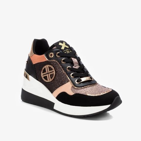  Giày Sneakers Nữ XTI Black Textile Combined Ladies Shoes 