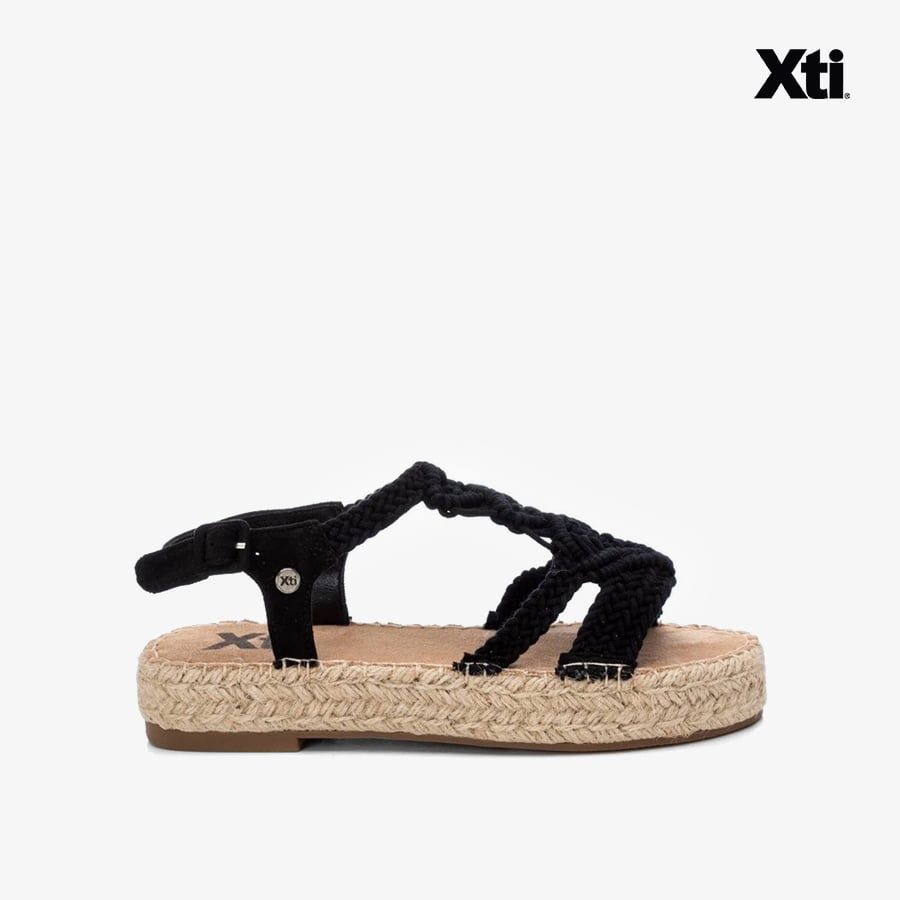  Giày Sandals Nữ XTI Black Textile Ladies Sandals 