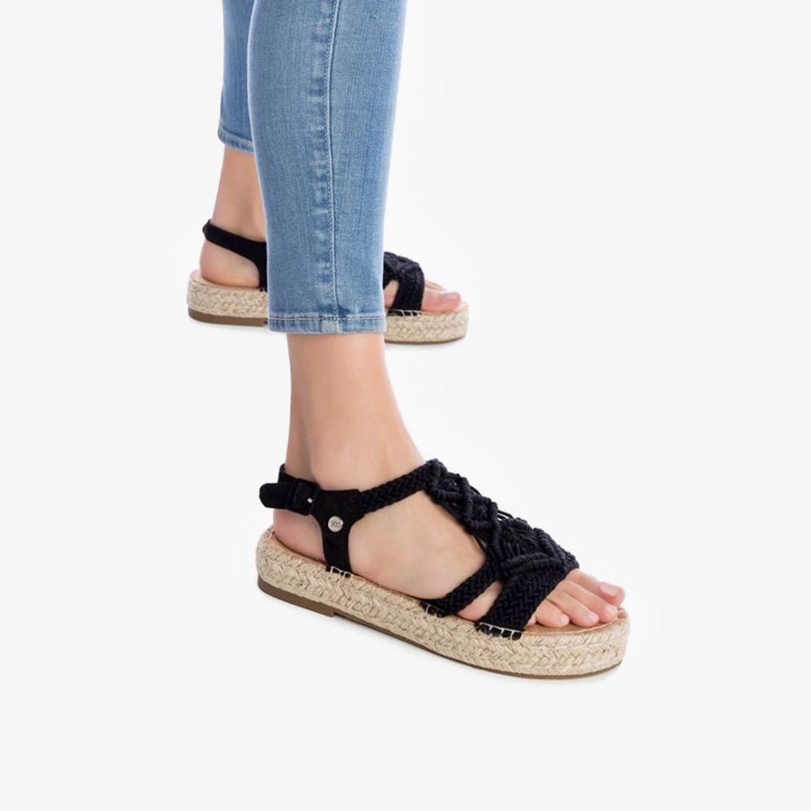  Giày Sandals Nữ XTI Black Textile Ladies Sandals 