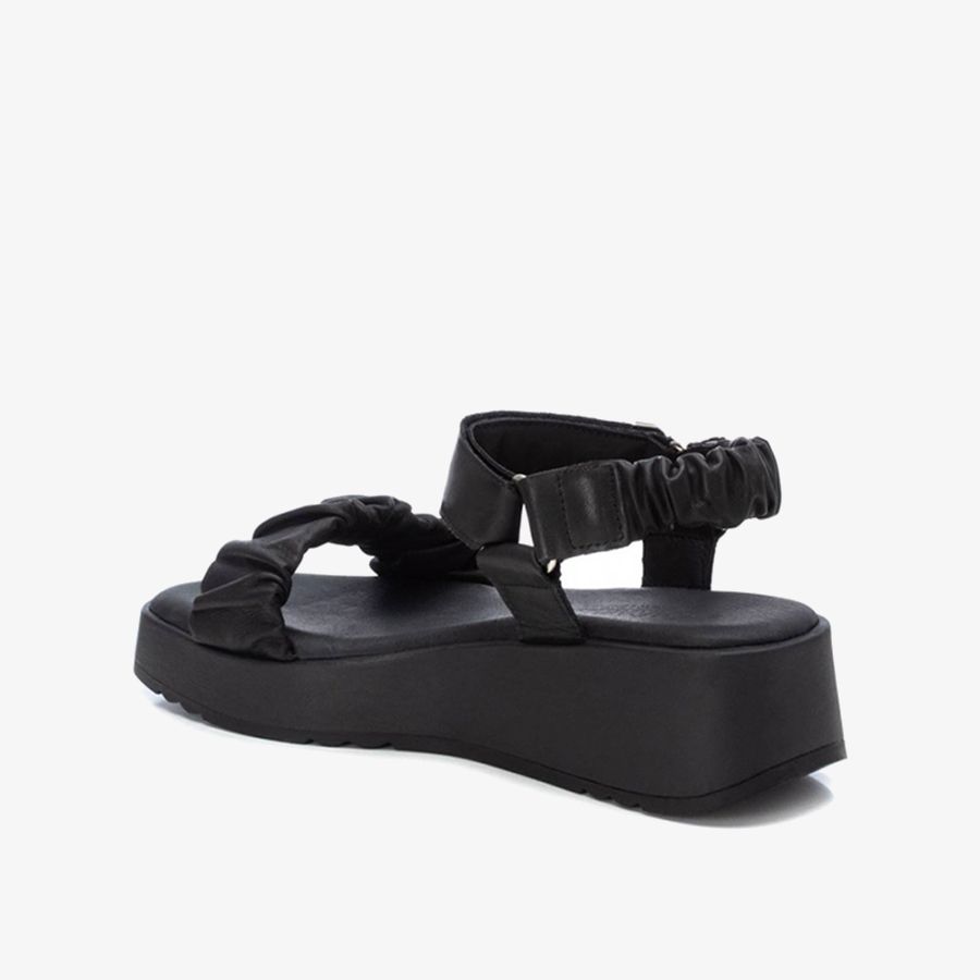  Giày Đế Xuồng Nữ CARMELA Black Leather Ladies Sandals 