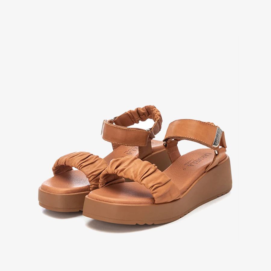  Giày Đế Xuồng Nữ CARMELA Camel Leather Ladies Sandals 