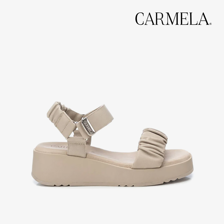  Giày Đế Xuồng Nữ CARMELA Taupe Leather Ladies Sandals 