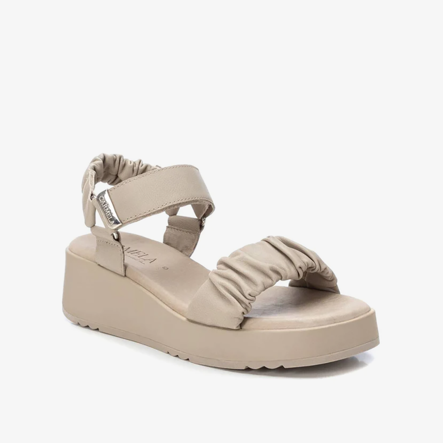  Giày Đế Xuồng Nữ CARMELA Taupe Leather Ladies Sandals 
