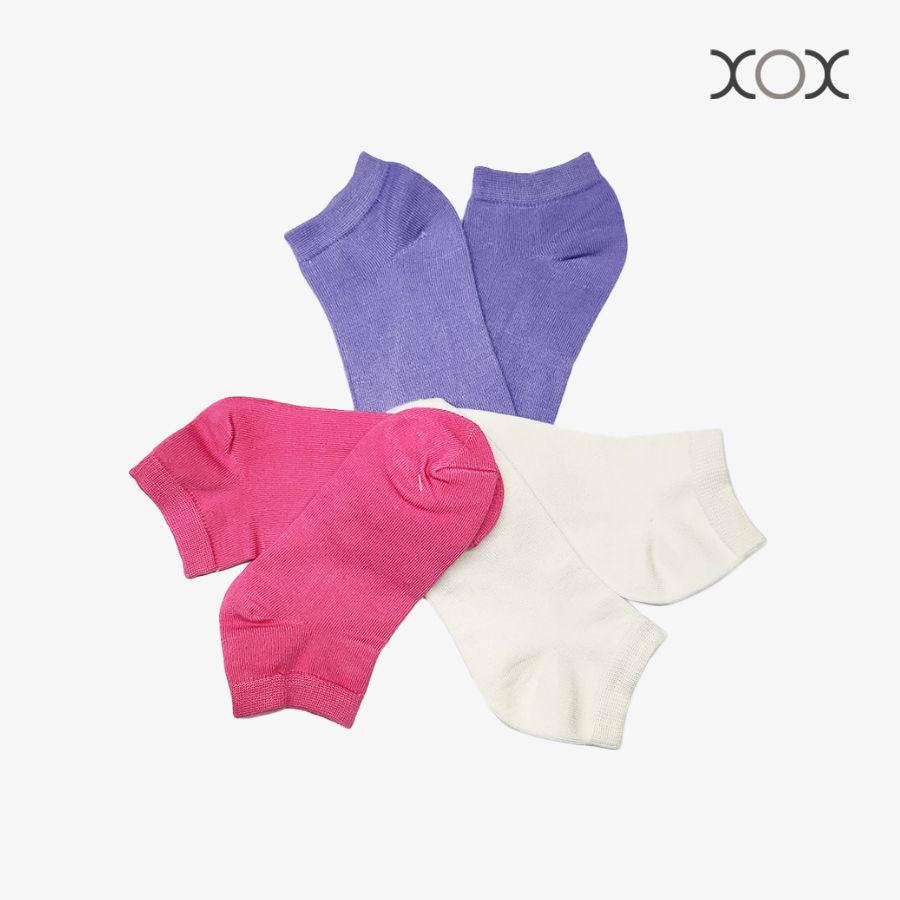  Combo 03 Vớ Trẻ Em Cổ Ngắn XOX Size 3-6Y (Hồng, Tím, Trắng) 