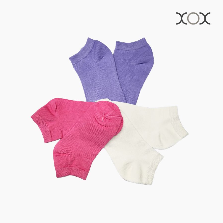  Combo 03 Vớ Trẻ Em Cổ Ngắn XOX Size 6-9Y (Hồng, Tím, Trắng) 