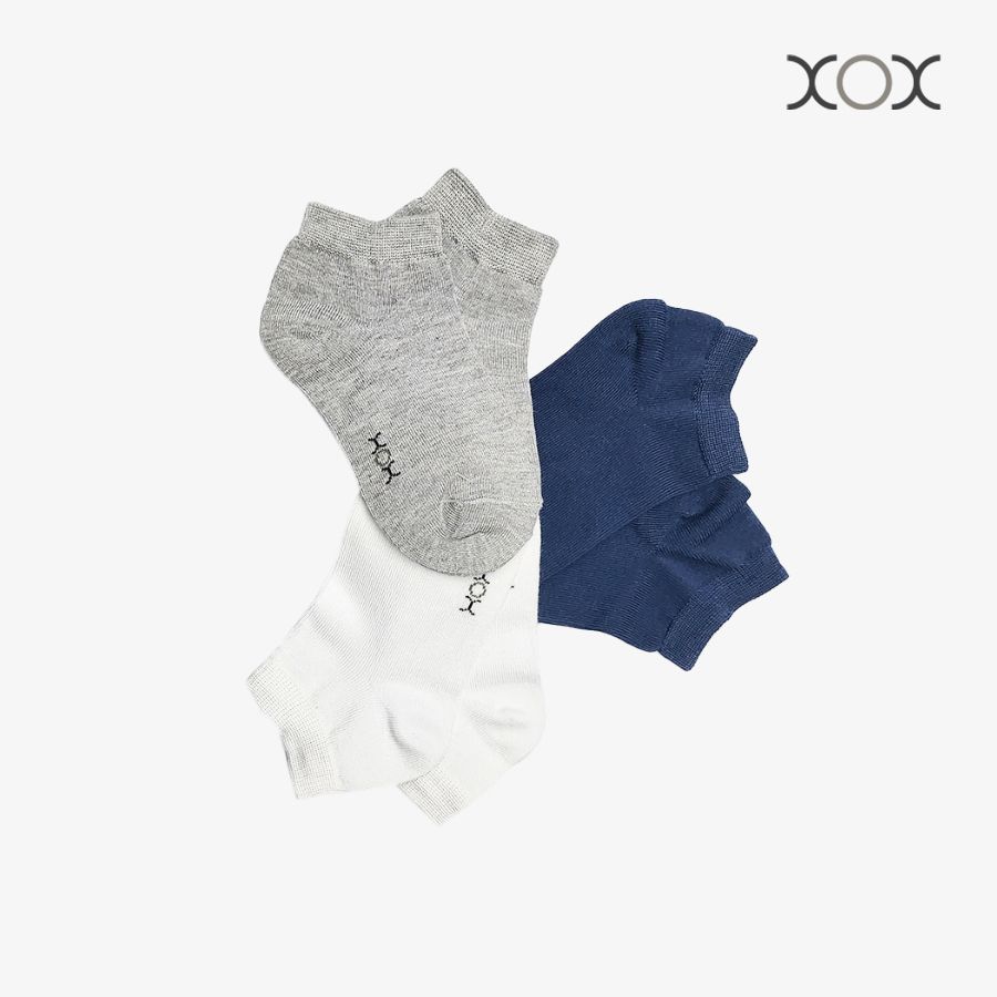  Combo 03 Vớ Trẻ Em Cổ Ngắn XOX Size 6-9Y (Navy, Trắng, Xám) 