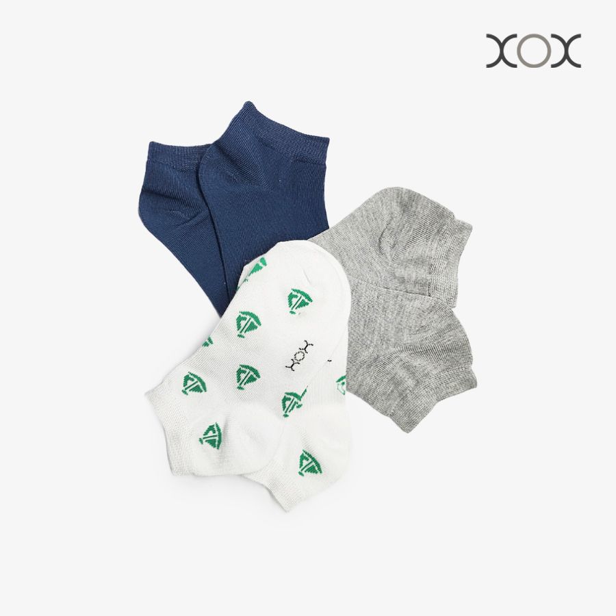  Combo 03 Vớ Trẻ Em Cổ Ngắn XOX Size 6-9Y (Navy, Xám, Thuyền) 