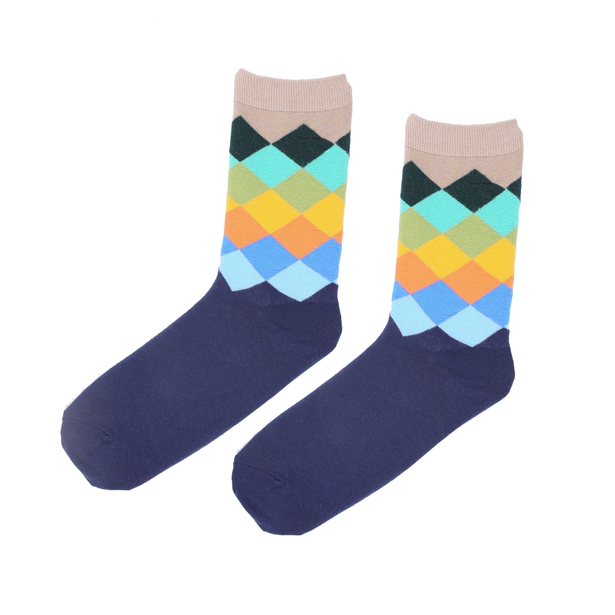 Vớ Unisex XOX - Vớ Họa Tiết Hình Thoi - Xanh Navy