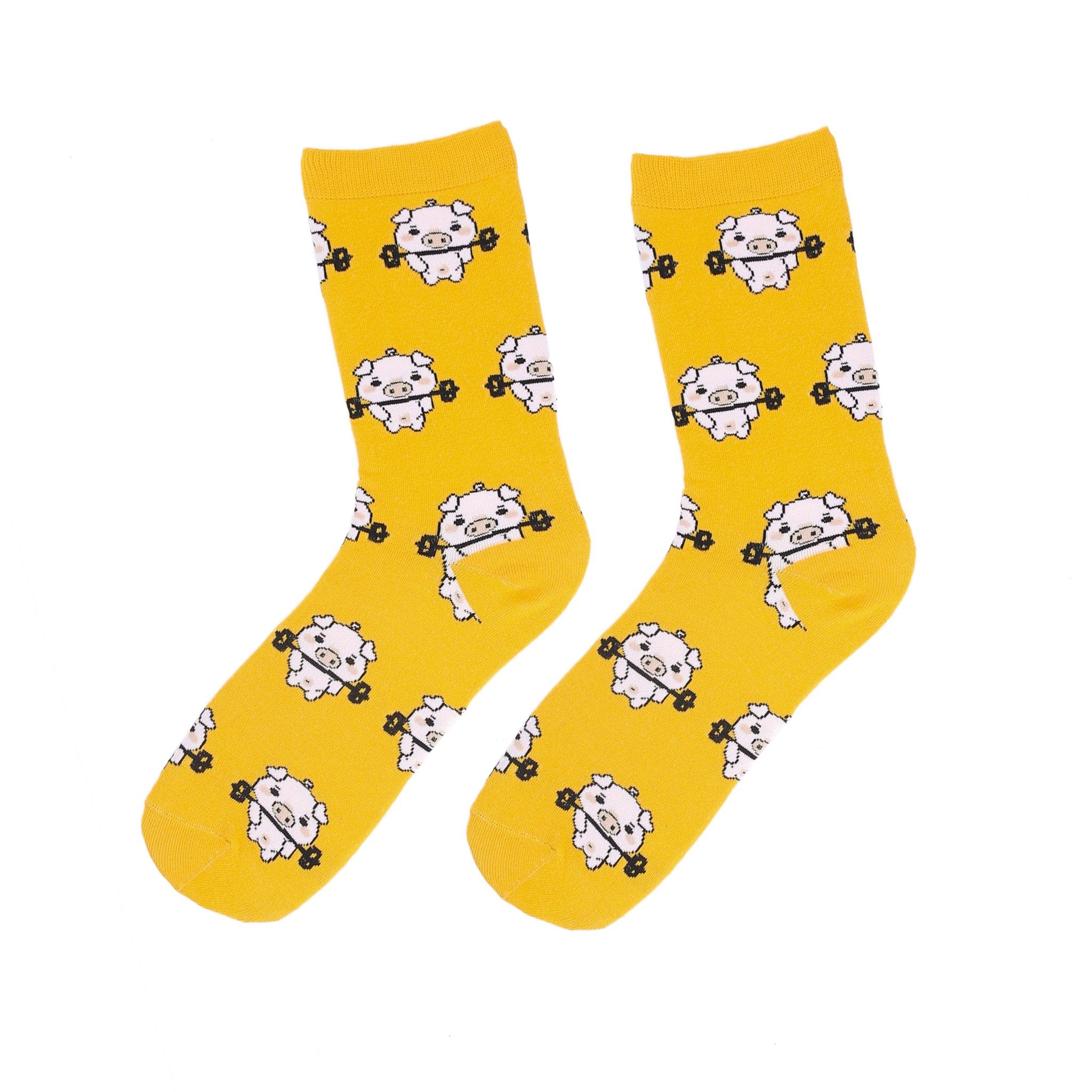 Vớ Unisex XOX - Vớ Heo Tập Tạ - Vàng Đậm