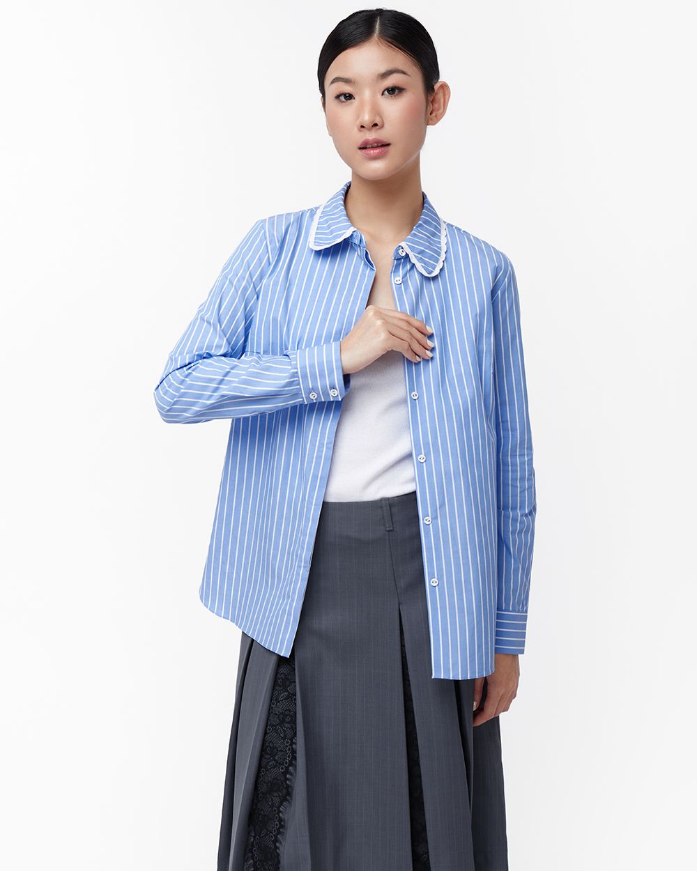  Áo Sơ Mi Nữ TheBlueTshirt The Collar Shirt - CCR Blue Stripe 