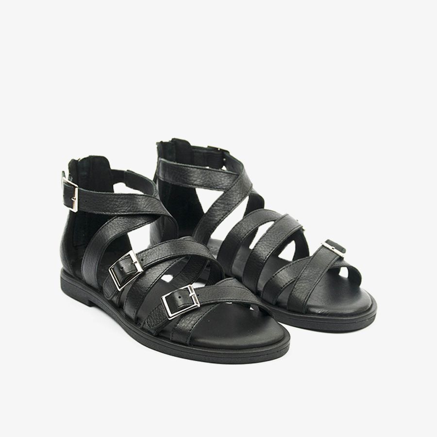  Giày Sandals Nữ CARMELA Black Leather Ladies Sandals 