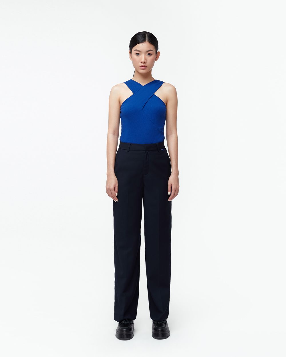  Quần Dài Nữ TheBlueTshirt Straight Leg Cotton Trousers - Navy 