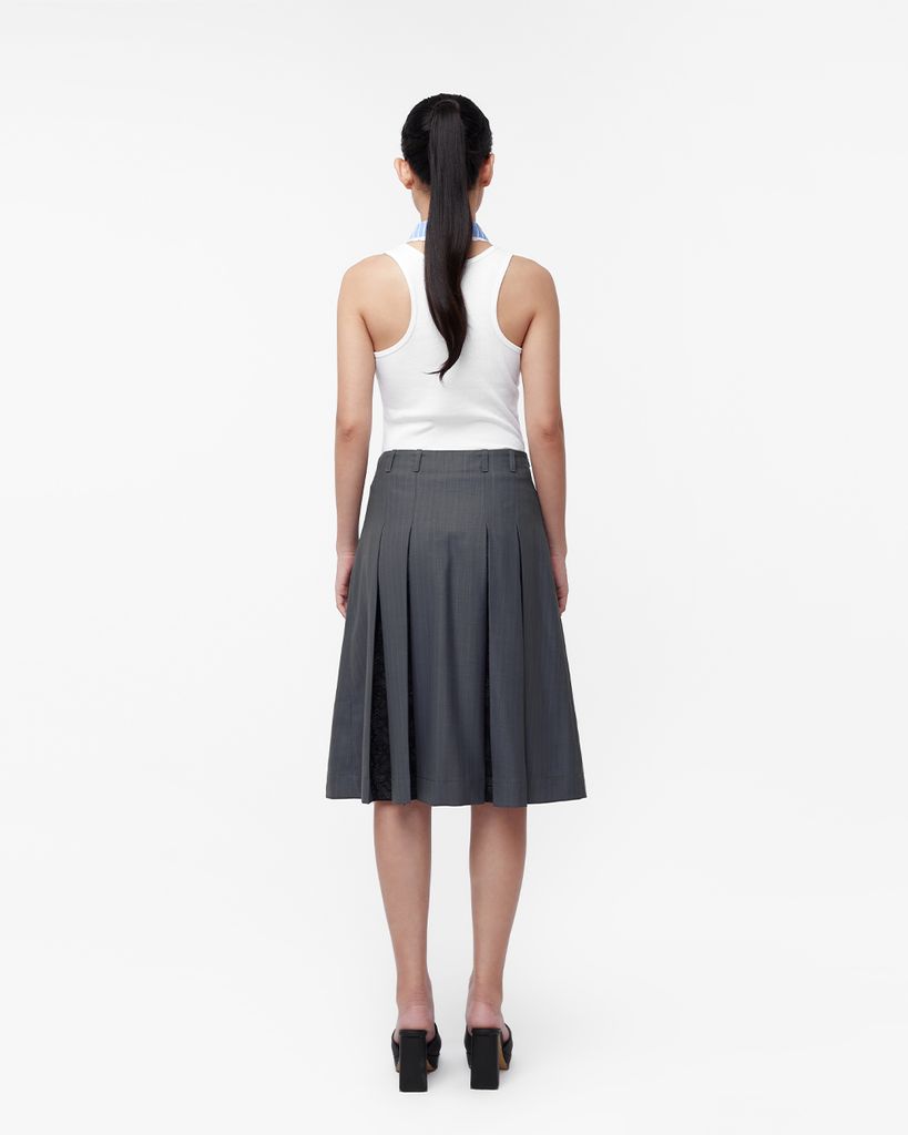  Chân Váy Nữ TheBlueTshirt Midi Pleated Skirt - Cotton Grey 