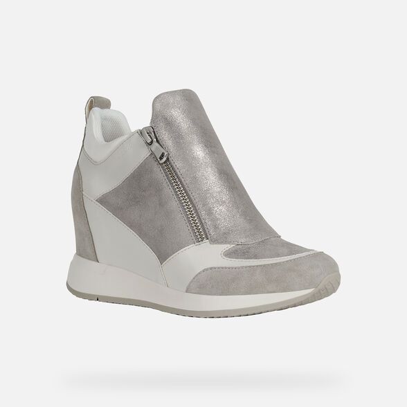 Giày geox d nydame e (d020qe) shiny sue+suede lt grey