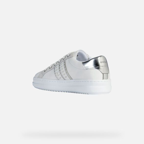 Giày sneaker Geox D PONTOISE D (D02FED) NAPPA+METAL.SYN WHITE/SILVER