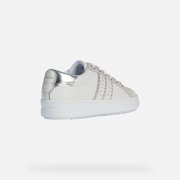 Giày sneaker Geox D PONTOISE D (D02FED) NAPPA+METAL.SYN WHITE/SILVER