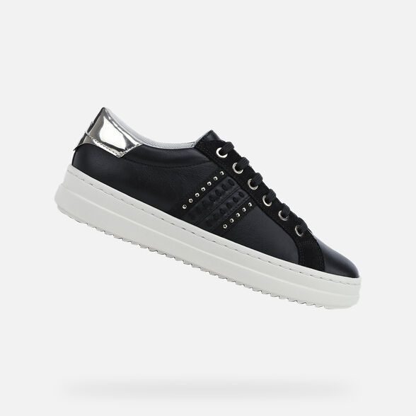 Giày sneaker Geox D PONTOISE D (D02FED) NAPPA+METAL.SYN BLACK/LT GOLD