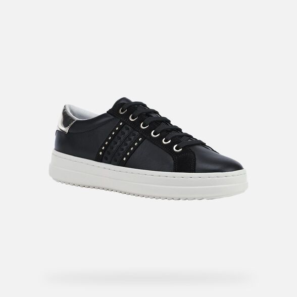 Giày sneaker Geox D PONTOISE D (D02FED) NAPPA+METAL.SYN BLACK/LT GOLD