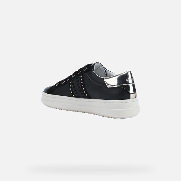 Giày sneaker Geox D PONTOISE D (D02FED) NAPPA+METAL.SYN BLACK/LT GOLD