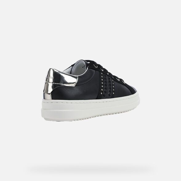 Giày sneaker Geox D PONTOISE D (D02FED) NAPPA+METAL.SYN BLACK/LT GOLD