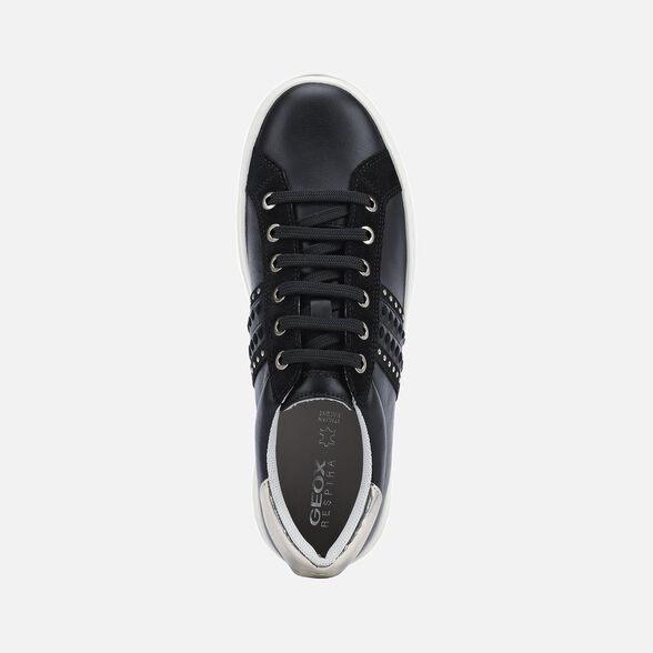 Giày sneaker Geox D PONTOISE D (D02FED) NAPPA+METAL.SYN BLACK/LT GOLD