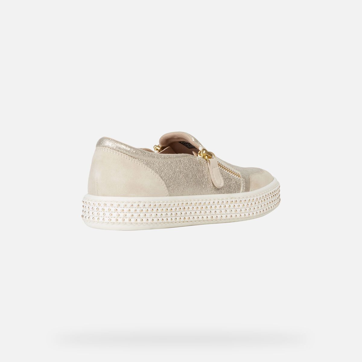 Giày geox d leelu' f (d94fff) d leelu' f - pr.metal.syn+sue champagne/cream