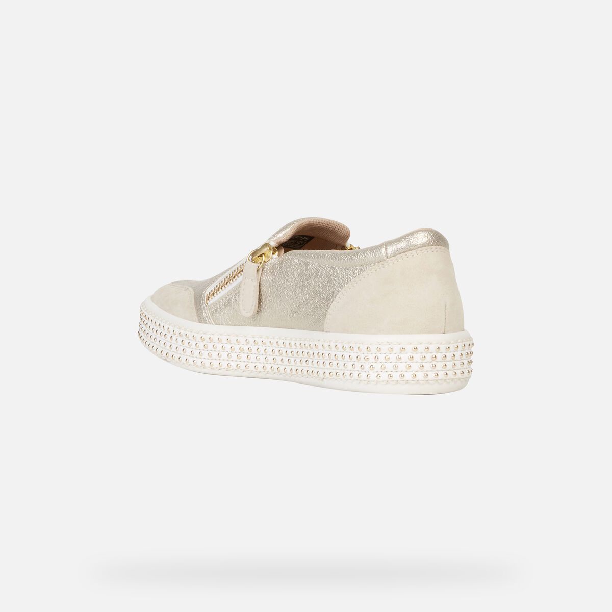 Giày geox d leelu' f (d94fff) d leelu' f - pr.metal.syn+sue champagne/cream