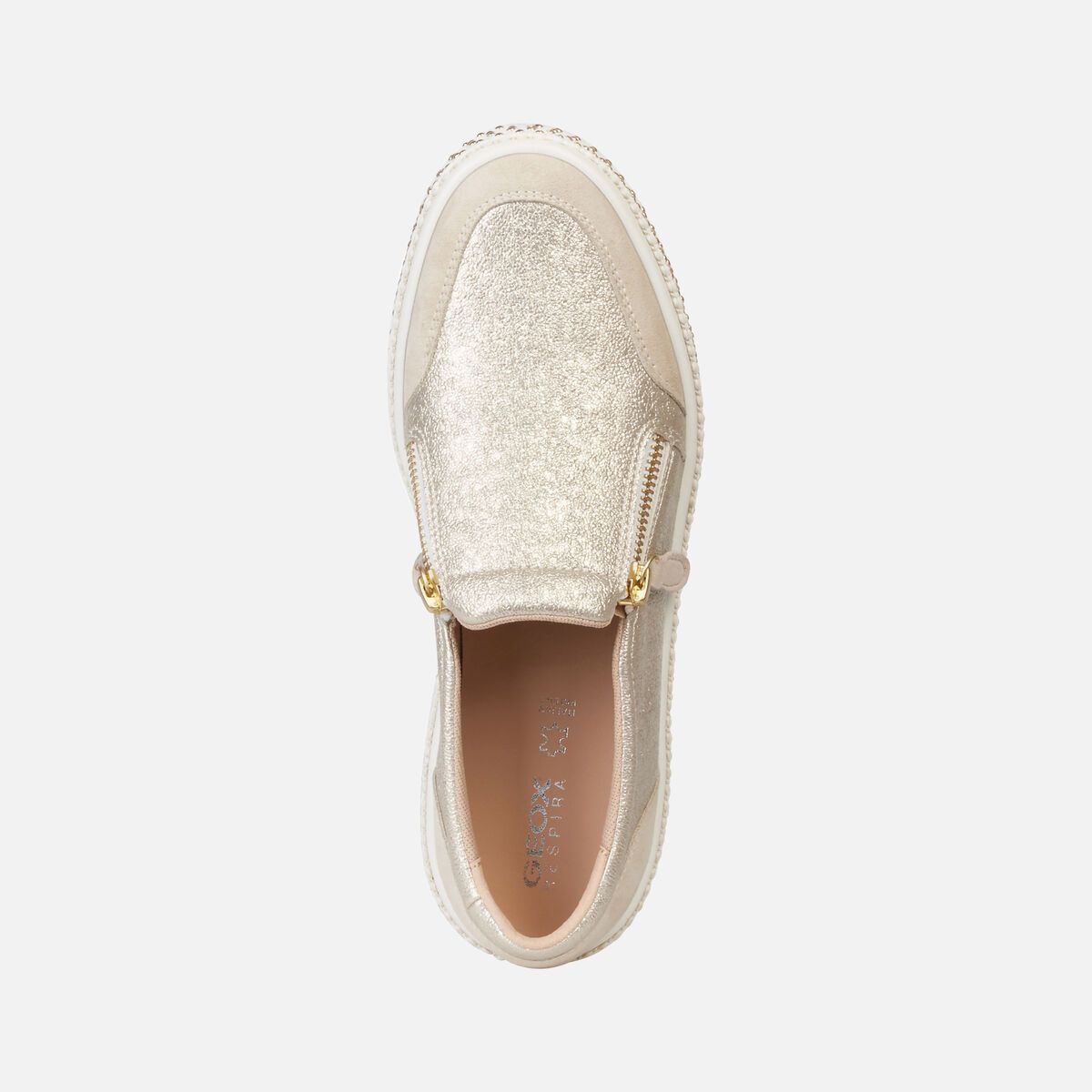 Giày geox d leelu' f (d94fff) d leelu' f - pr.metal.syn+sue champagne/cream