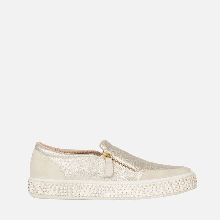 Giày geox d leelu' f (d94fff) d leelu' f - pr.metal.syn+sue champagne/cream