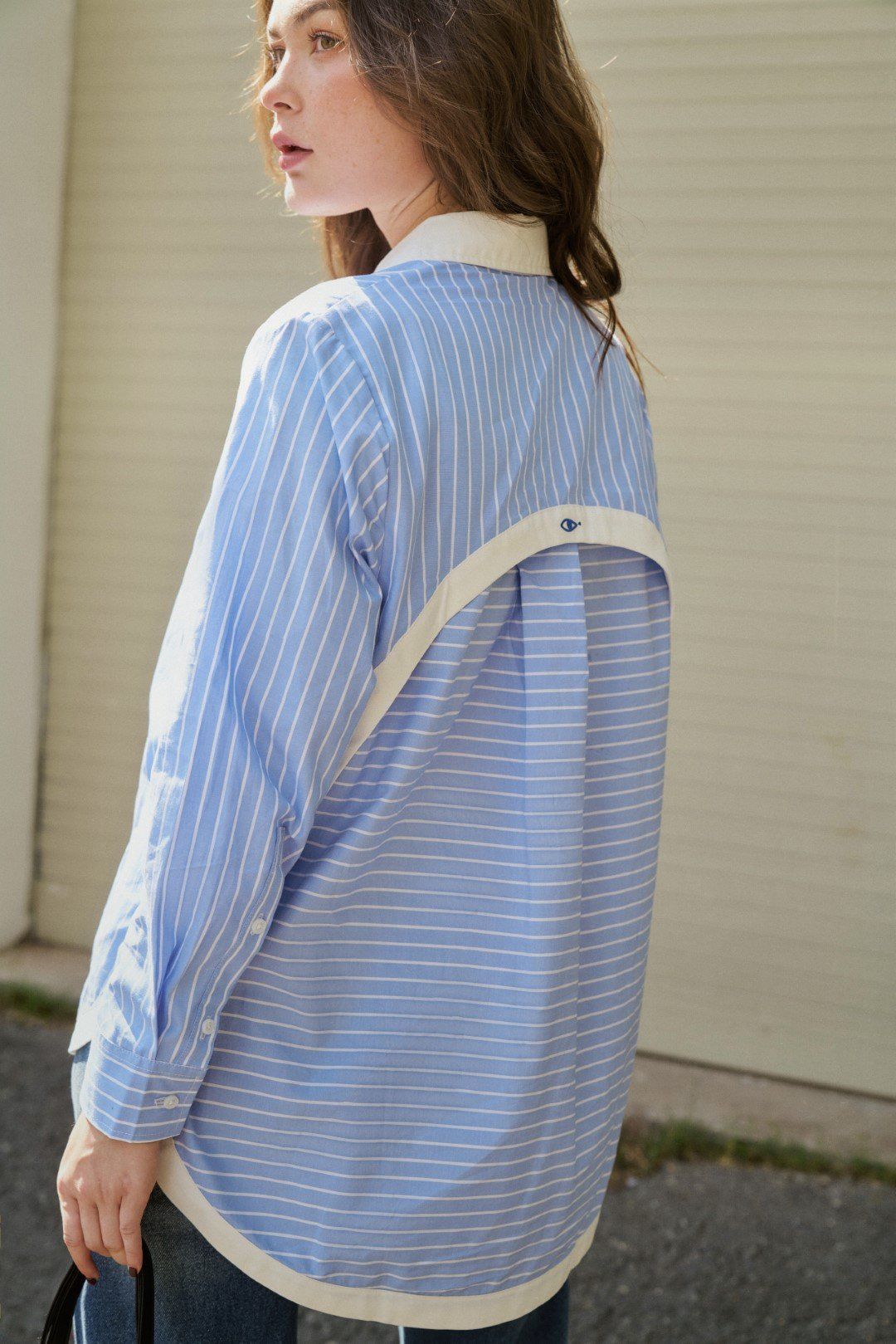  Áo Sơ Mi Nữ TheBlueTshirt Modern Arc Oversized Shirt - CCR Blue Stripe 