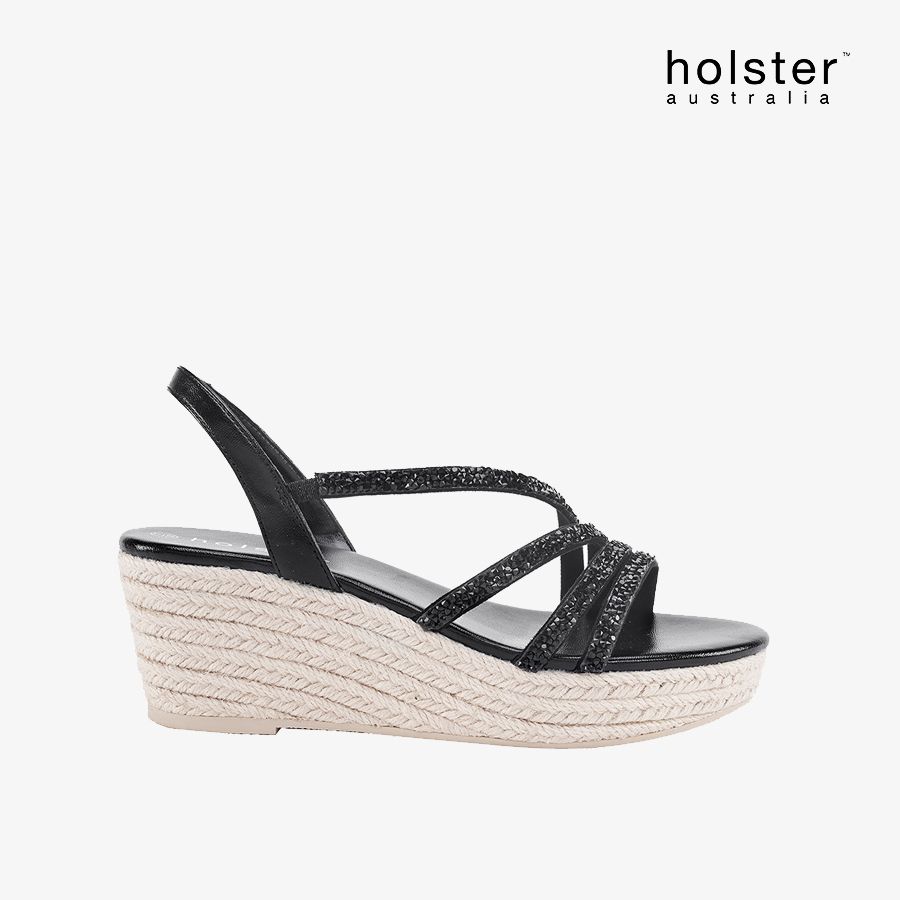  Giày Đế Xuồng Nữ HOLSTER Party Espadrille  Black 