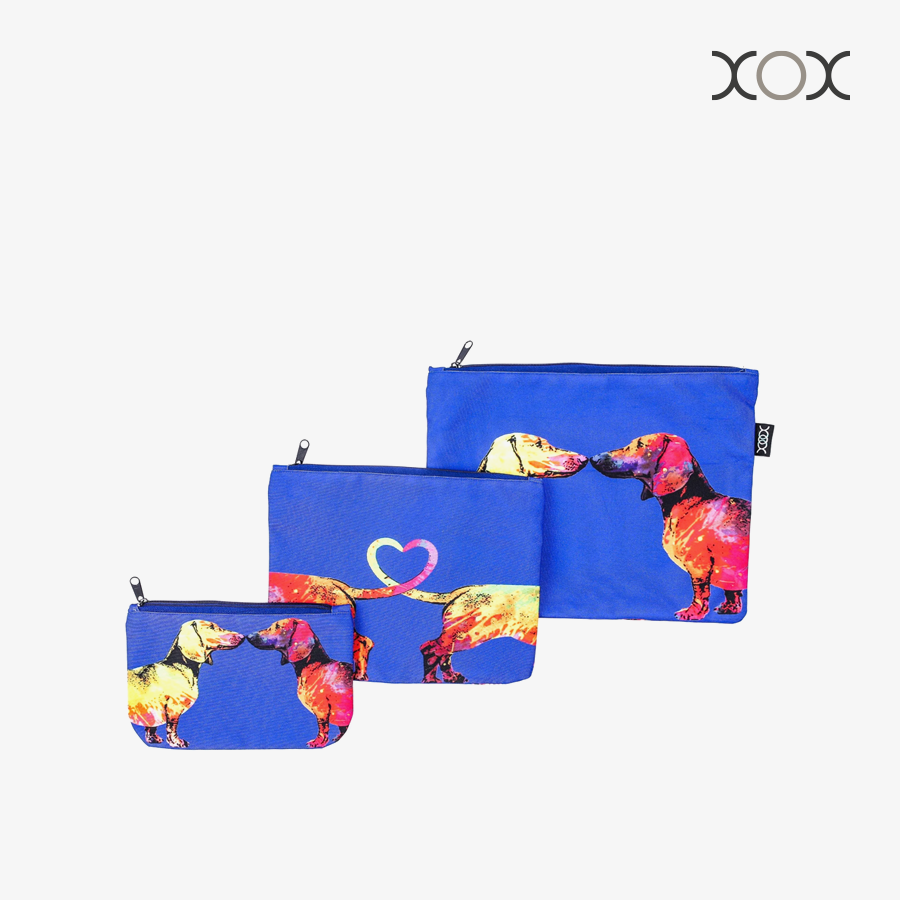 Túi XOX Zip Pockets Dachshund Couple Blue 