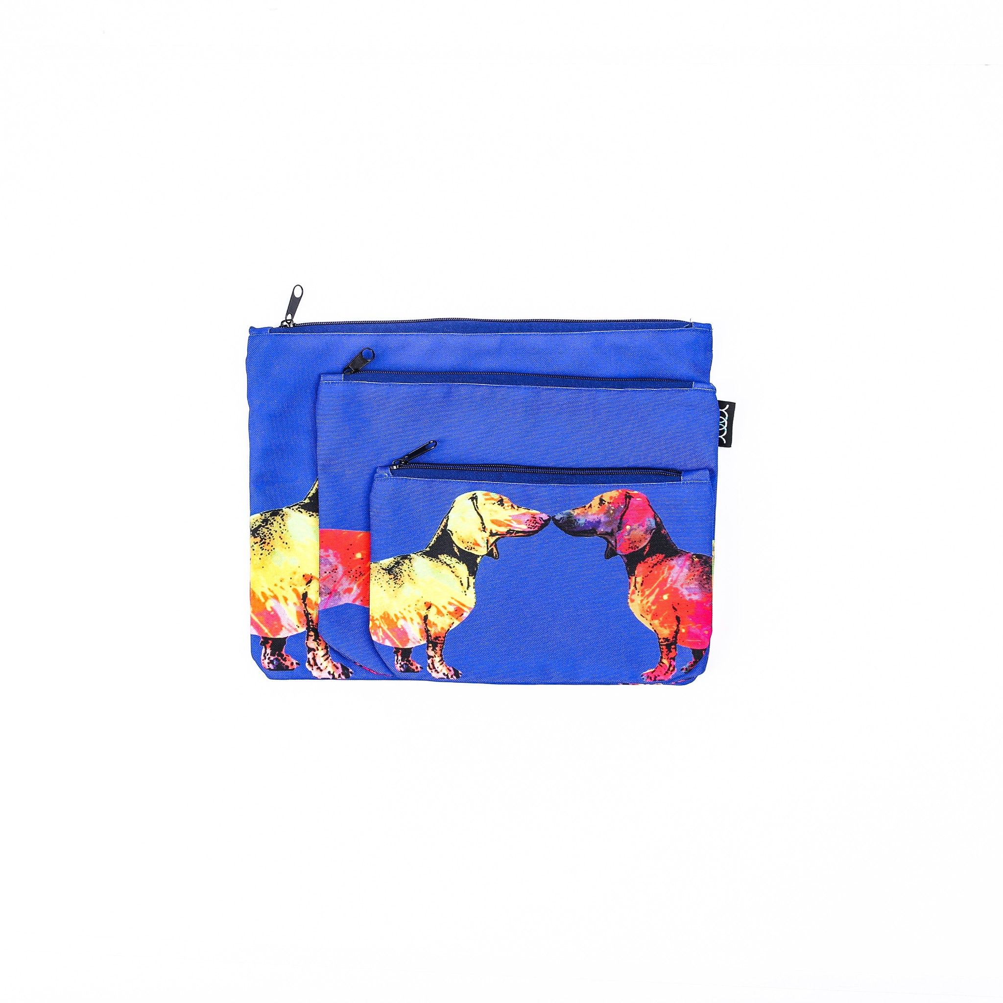 Túi XOX Zip Pockets Dachshund Couple Blue