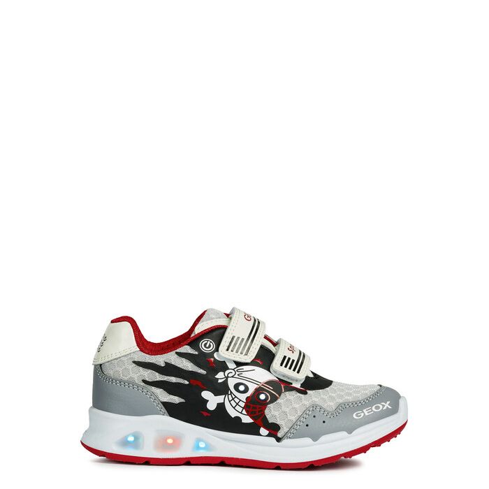 Giày sneaker geox j dakin b. b (j929fb) mesh+tumbl.synt lt grey/red