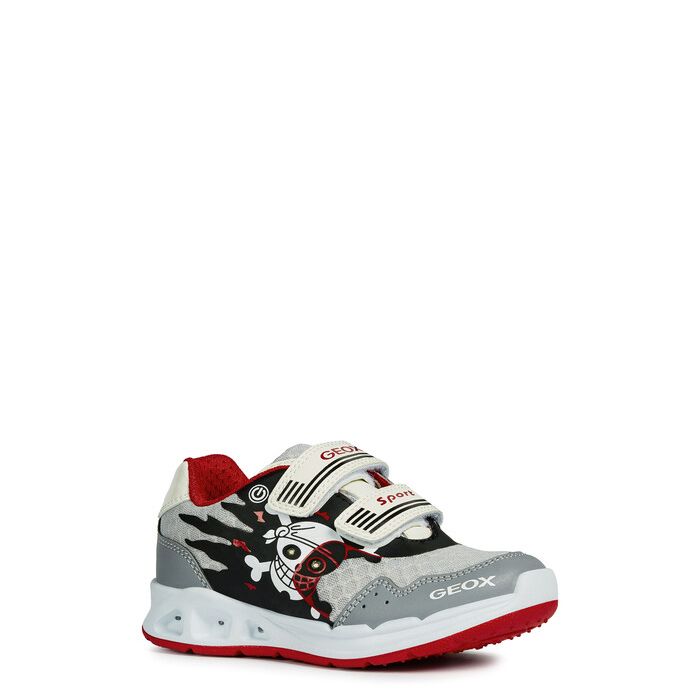 Giày sneaker geox j dakin b. b (j929fb) mesh+tumbl.synt lt grey/red