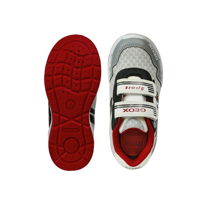 Giày sneaker geox j dakin b. b (j929fb) mesh+tumbl.synt lt grey/red