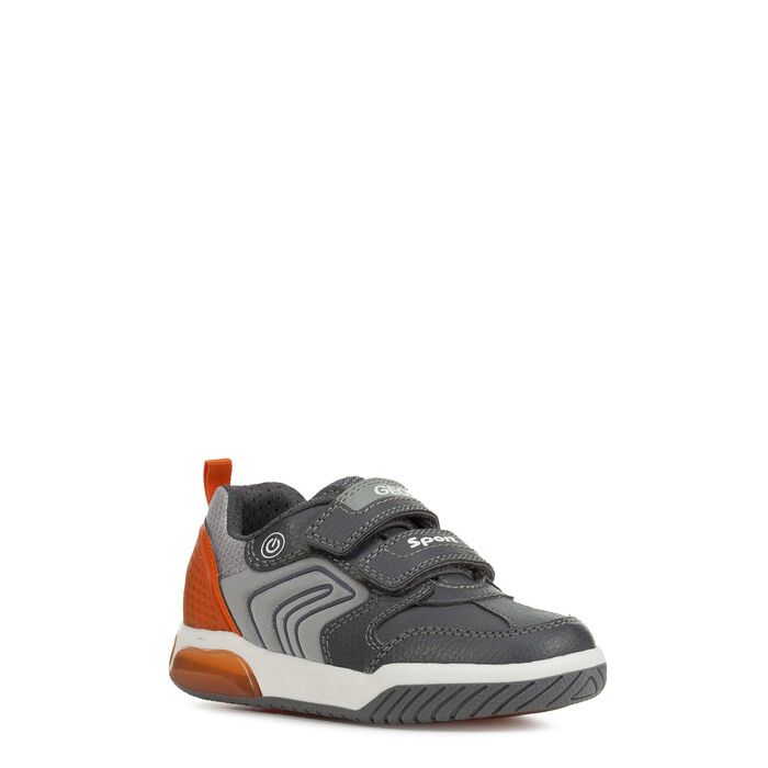 Giày sneaker geox j inek b. d (j949cd) tumb.synt.lea+text grey/orange