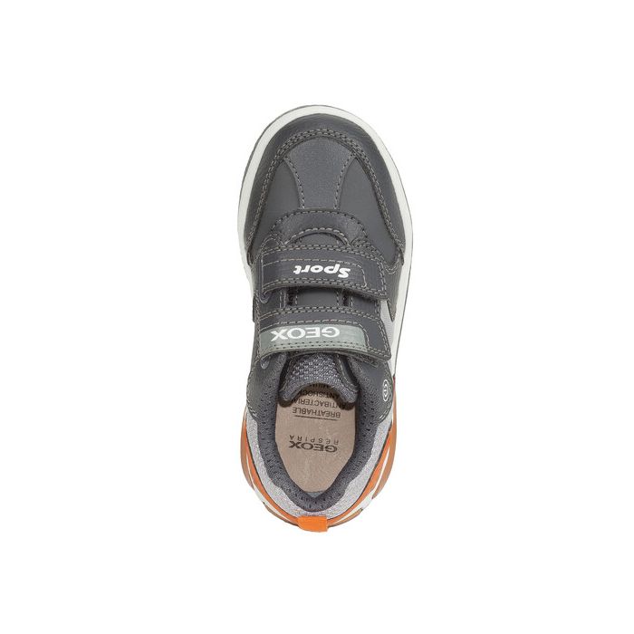 Giày sneaker geox j inek b. d (j949cd) tumb.synt.lea+text grey/orange