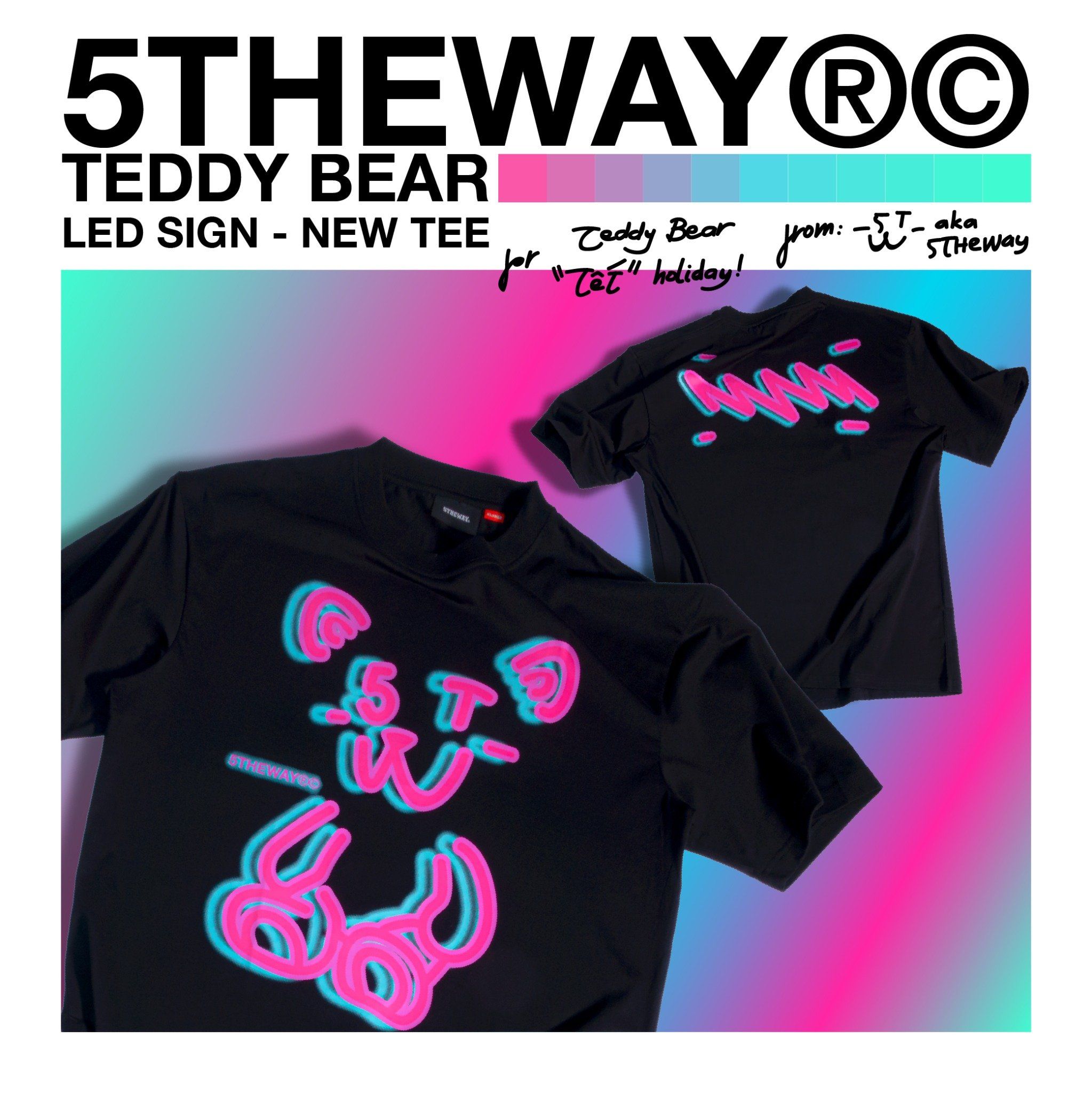  Áo Thun Unisex 5THEWAY® LED SIGN /teddy bear/ NEW TEE™ 