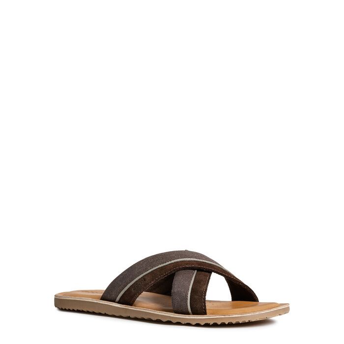 Dép geox u artie f (u92v1f) suede+wash.canvas brown