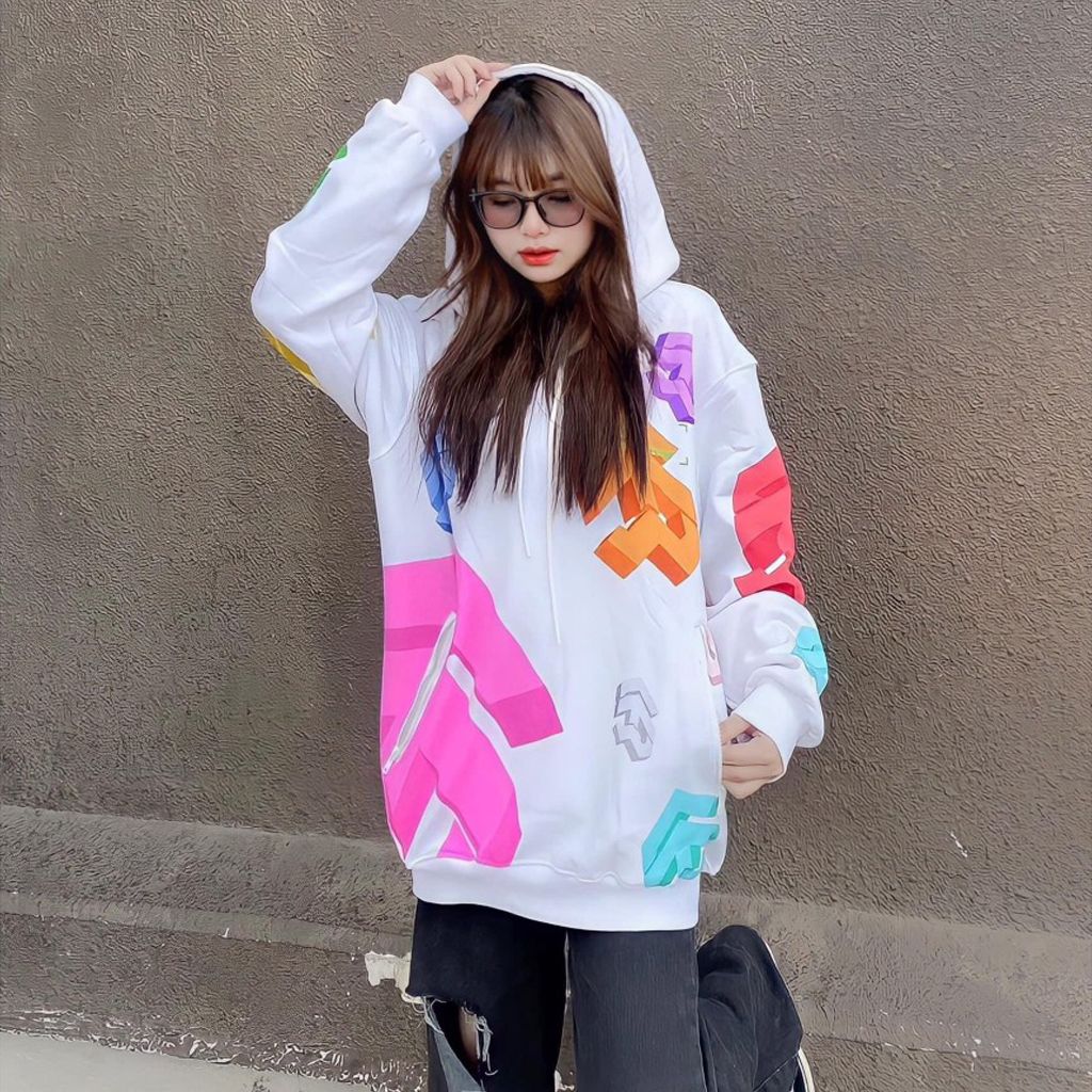  Áo Hoodie Unisex 5THEWAY® /public icon/ MULTI COLOR BIG LOGO SQUARE HOODIE™ 