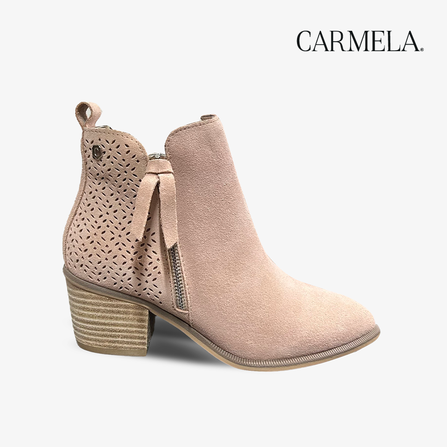  Giày Boots Nữ CARMELA Nude Suede Ladies Ankle Boots 