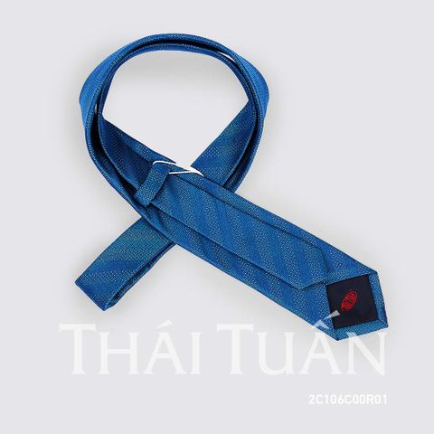 2C106C00R01 | Cravat Tơ Tằm Cao Cấp Họa Tiết Kẻ Sọc Màu Xanh