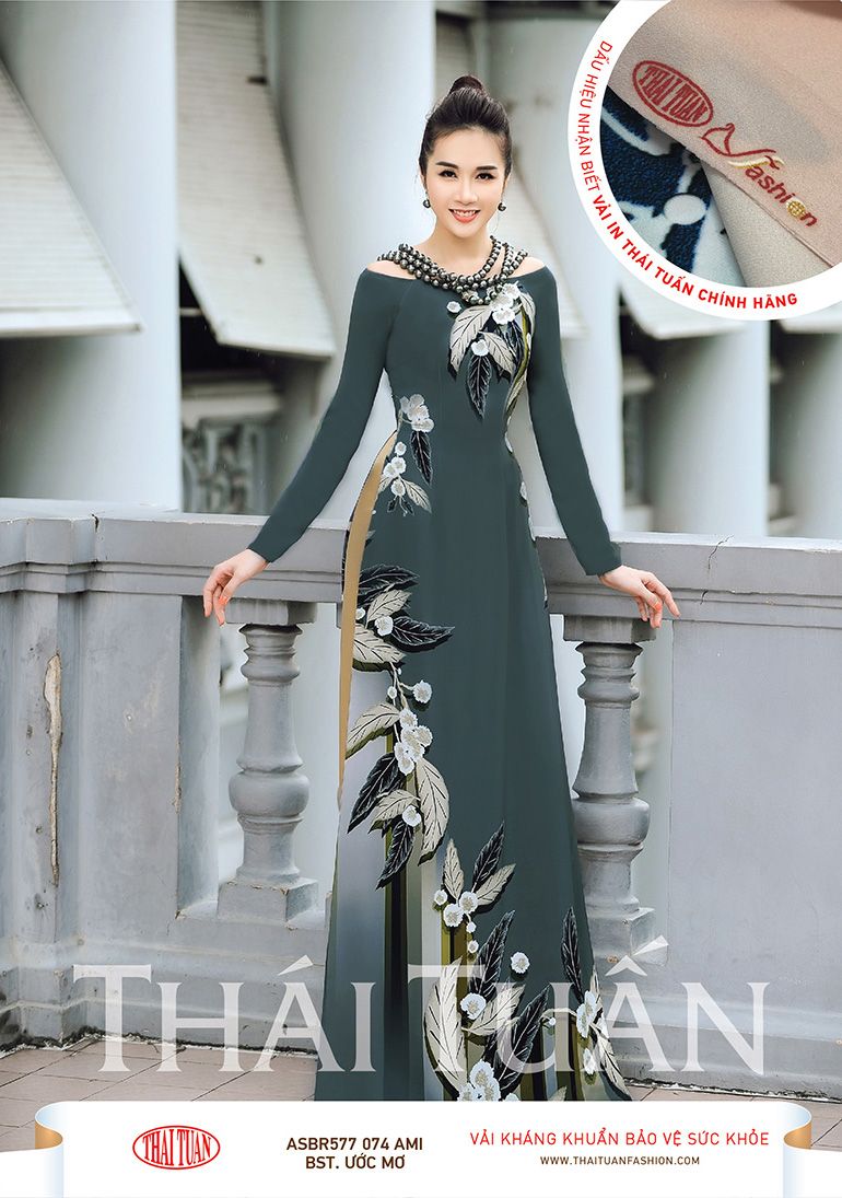 ASBR577-074-AMI | Vải Áo Dài Hoa Văn In