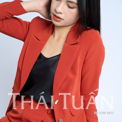 1E104272 Áo Vest Tay Dài Sang Trọng Màu Cam Size XL