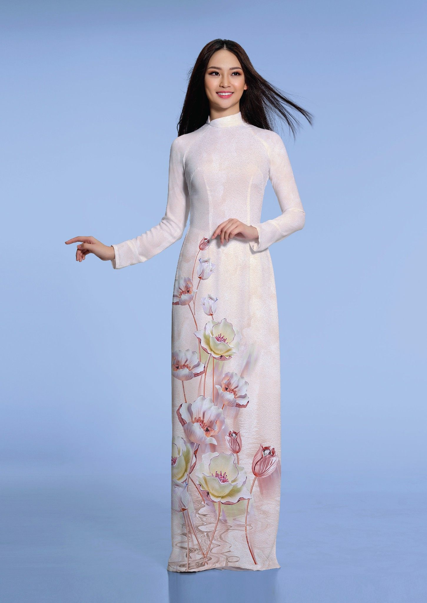 ASBA533-023-CHY | Vải Áo Dài Hoa Văn In