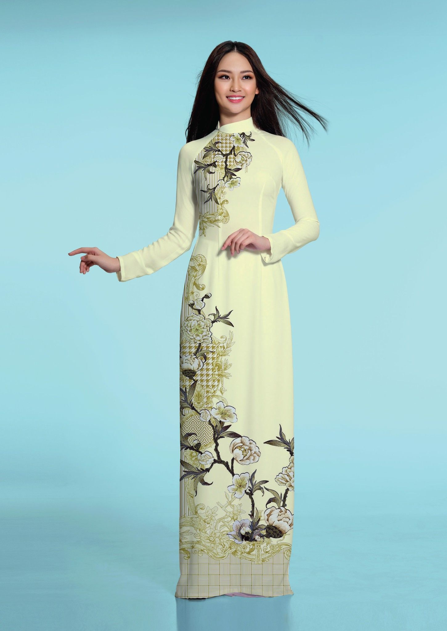 ASBA533-039-CHZ | Vải Áo Dài Hoa Văn In
