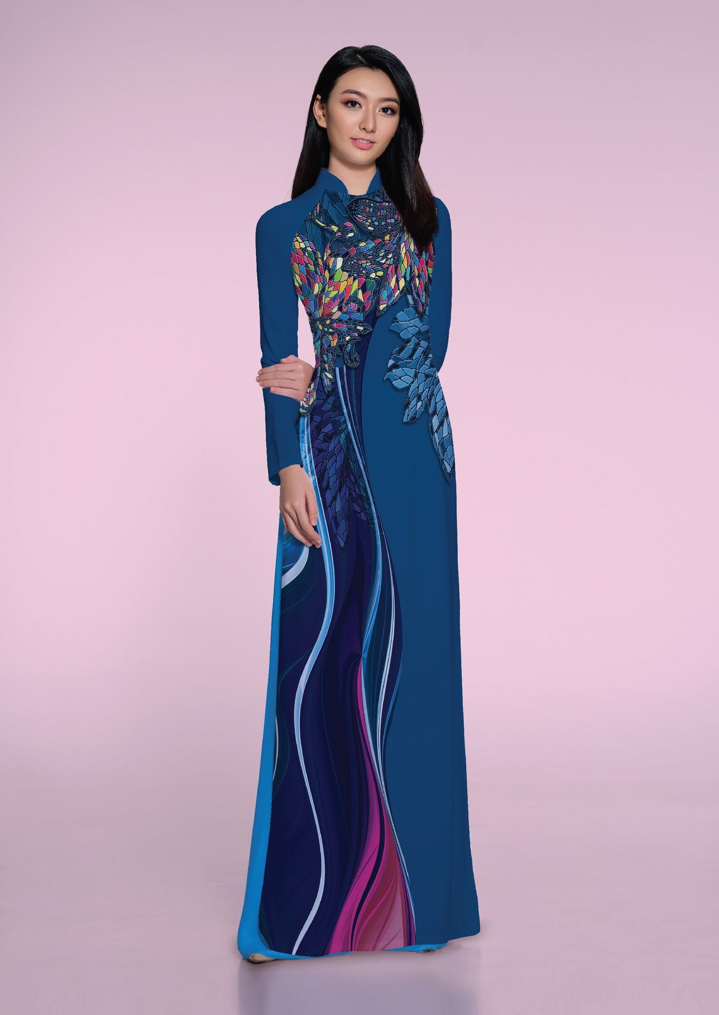 ASBR533-257-CHI | Vải Áo Dài Hoa Văn In